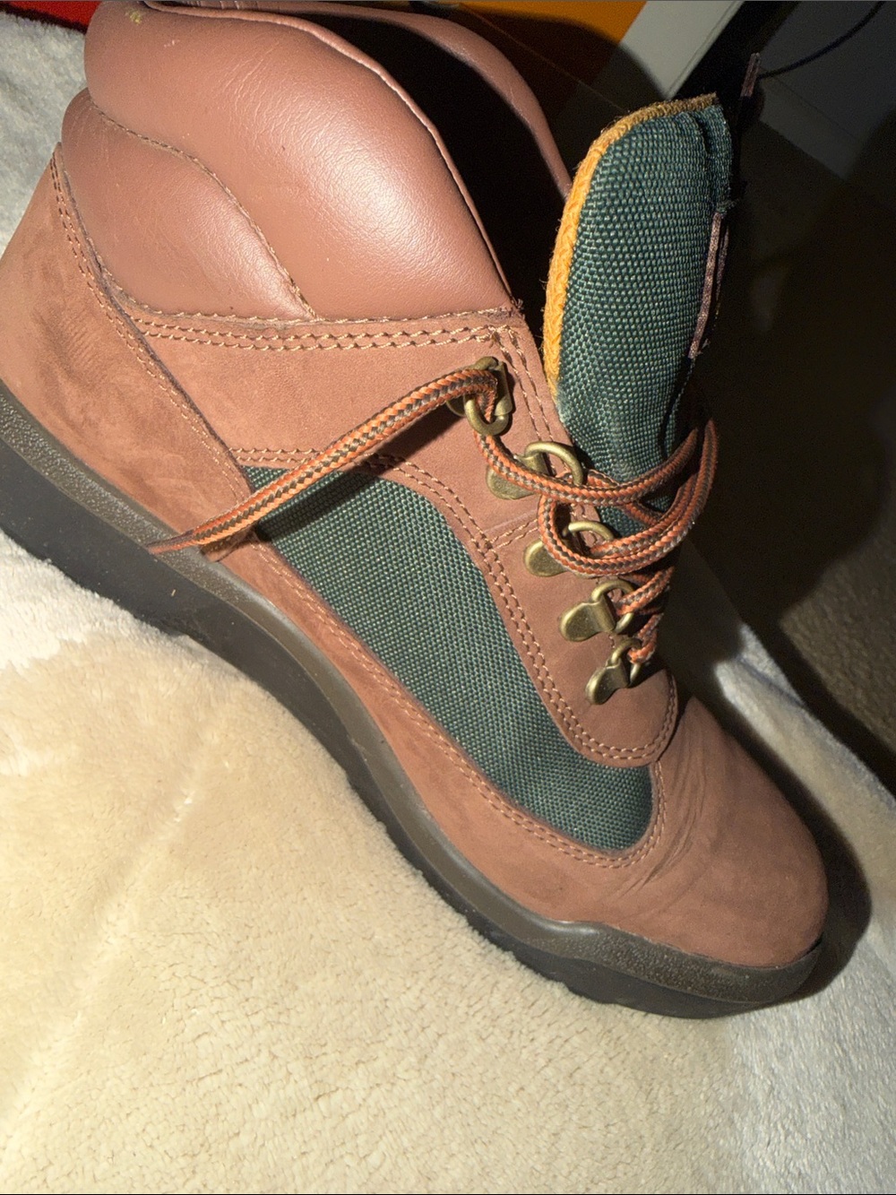 Timberland Brown and Green Leather Hiking Boots